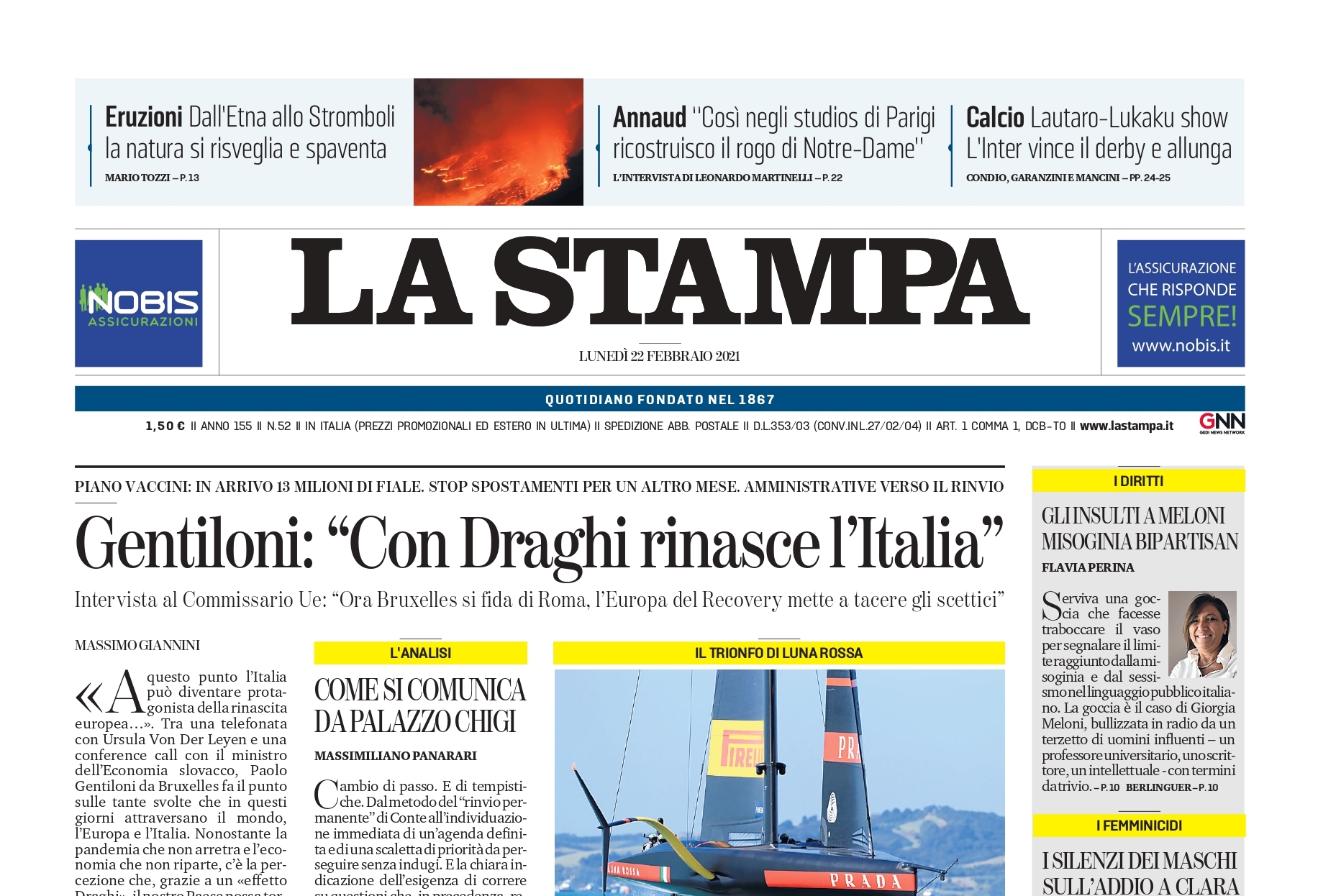 Gentiloni: “Con Draghi rinasce l’Italia”